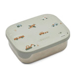 LIEWOOD Kinder Brotdose Edelstahl mit Silikondeckel Arthur "Vehicles / Dove blue mix"