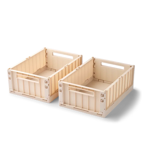 Zwei beige Aufbewahrungsboxen aus Kunststoff für Kinderzimmer, Nook' d' Mel Kinder Concept Store