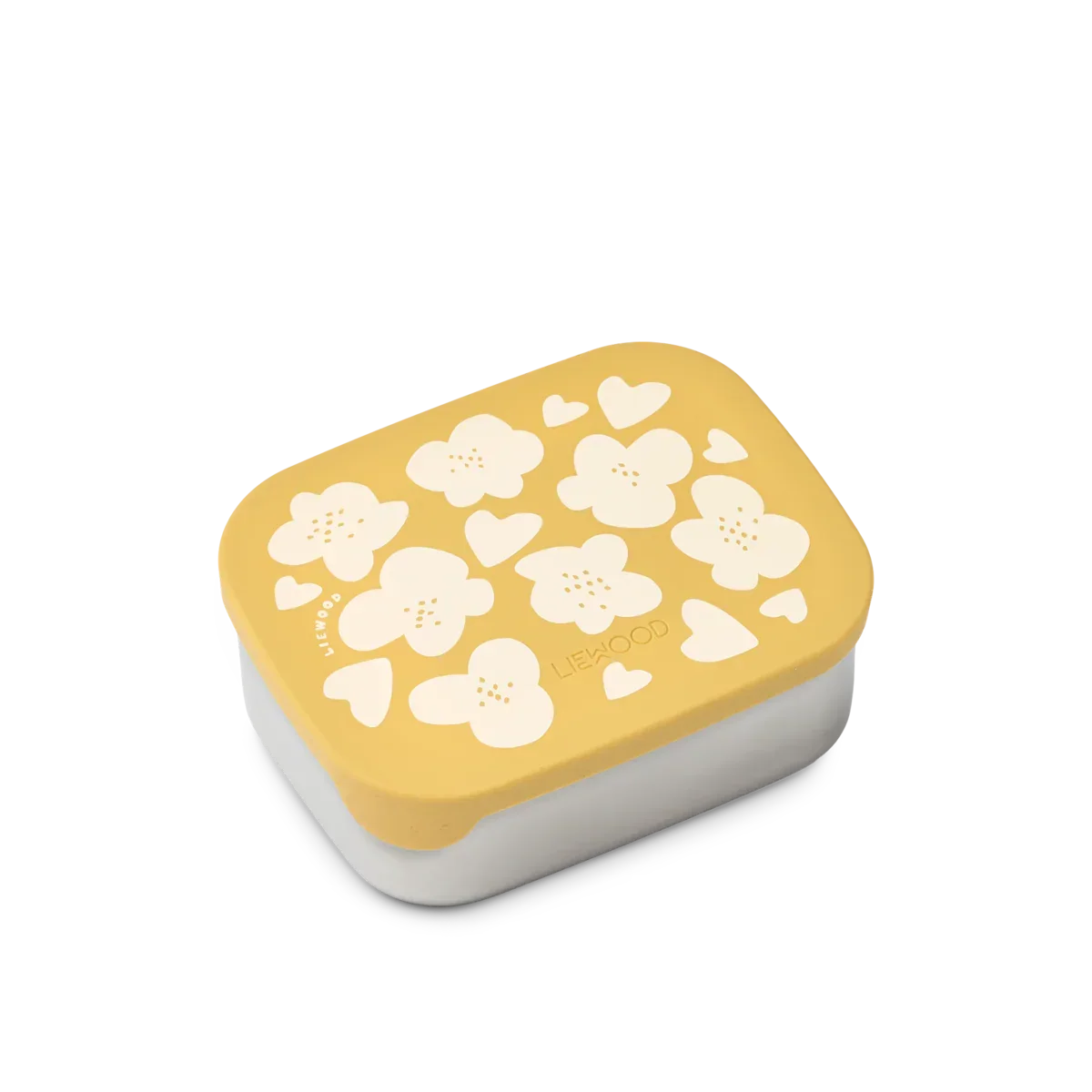 LIEWOOD Kinder Brotdose Edelstahl mit Silikondeckel Arthur "Flower / Lemon yellow"