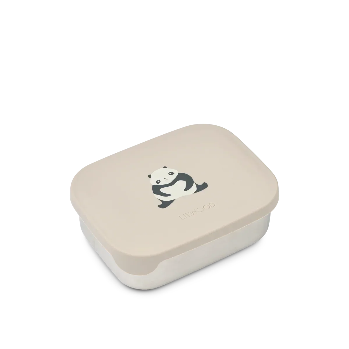 LIEWOOD Kinder Brotdose Edelstahl mit Silikondeckel Arthur "Panda / Sandy / dark grey"