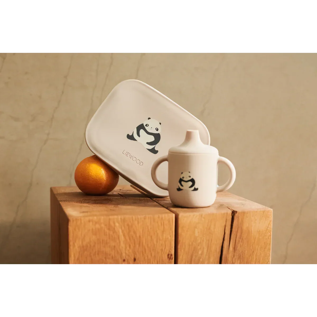 LIEWOOD Kinder Brotdose Edelstahl mit Silikondeckel Arthur "Panda / Sandy / dark grey"