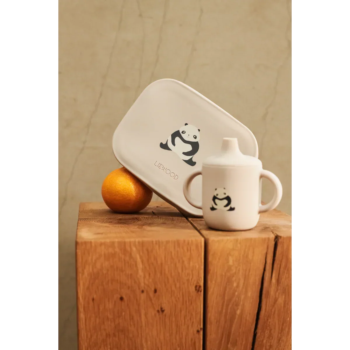 LIEWOOD Kinder Brotdose Edelstahl mit Silikondeckel Arthur "Panda / Sandy / dark grey"
