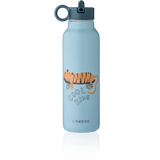 LIEWOOD Falk Trinkflasche für Kinder – 500 ml aus Edelstahl "Tiger / Beach blue"