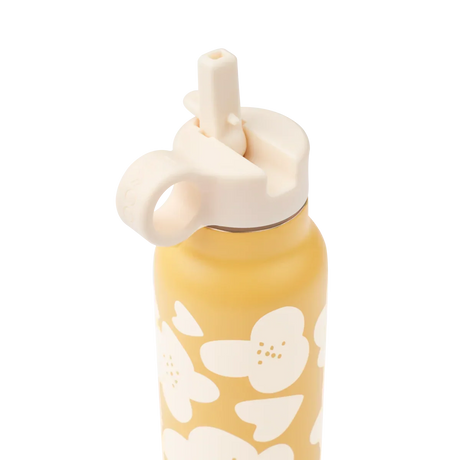 LIEWOOD Falk Trinkflasche für Kinder – 350 ml aus Edelstahl "Flower / Lemon yellow"