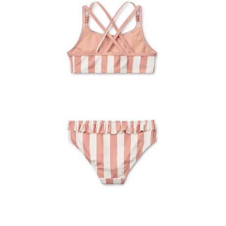 LIEWOOD Belle Kinder-Bikini mit Streifen "Coral blush / creme de la creme stripe"