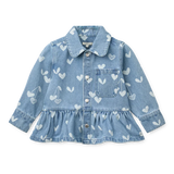 LIEWOOD Kenza Bedrucktes Denim-Overshirt "Sweethearts / Light Blue Denim"
