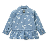 LIEWOOD Kenza Bedrucktes Denim-Overshirt "Sweethearts / Light Blue Denim"