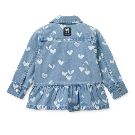 LIEWOOD Kenza Bedrucktes Denim-Overshirt "Sweethearts / Light Blue Denim"