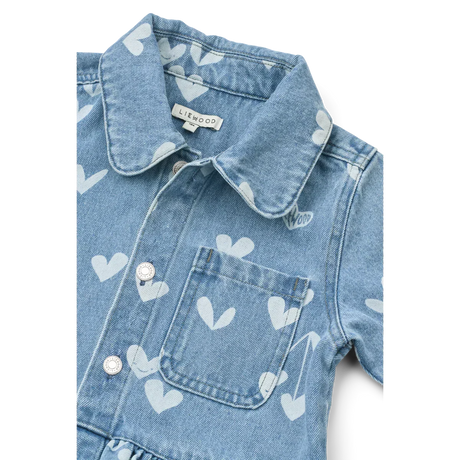 LIEWOOD Kenza Bedrucktes Denim-Overshirt "Sweethearts / Light Blue Denim"