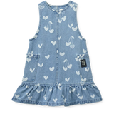 LIEWOOD Angelica Denim-Kleid mit Print und Rüschen "Sweethearts / light blue denim"