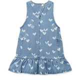 LIEWOOD Angelica Denim-Kleid mit Print und Rüschen "Sweethearts / light blue denim"