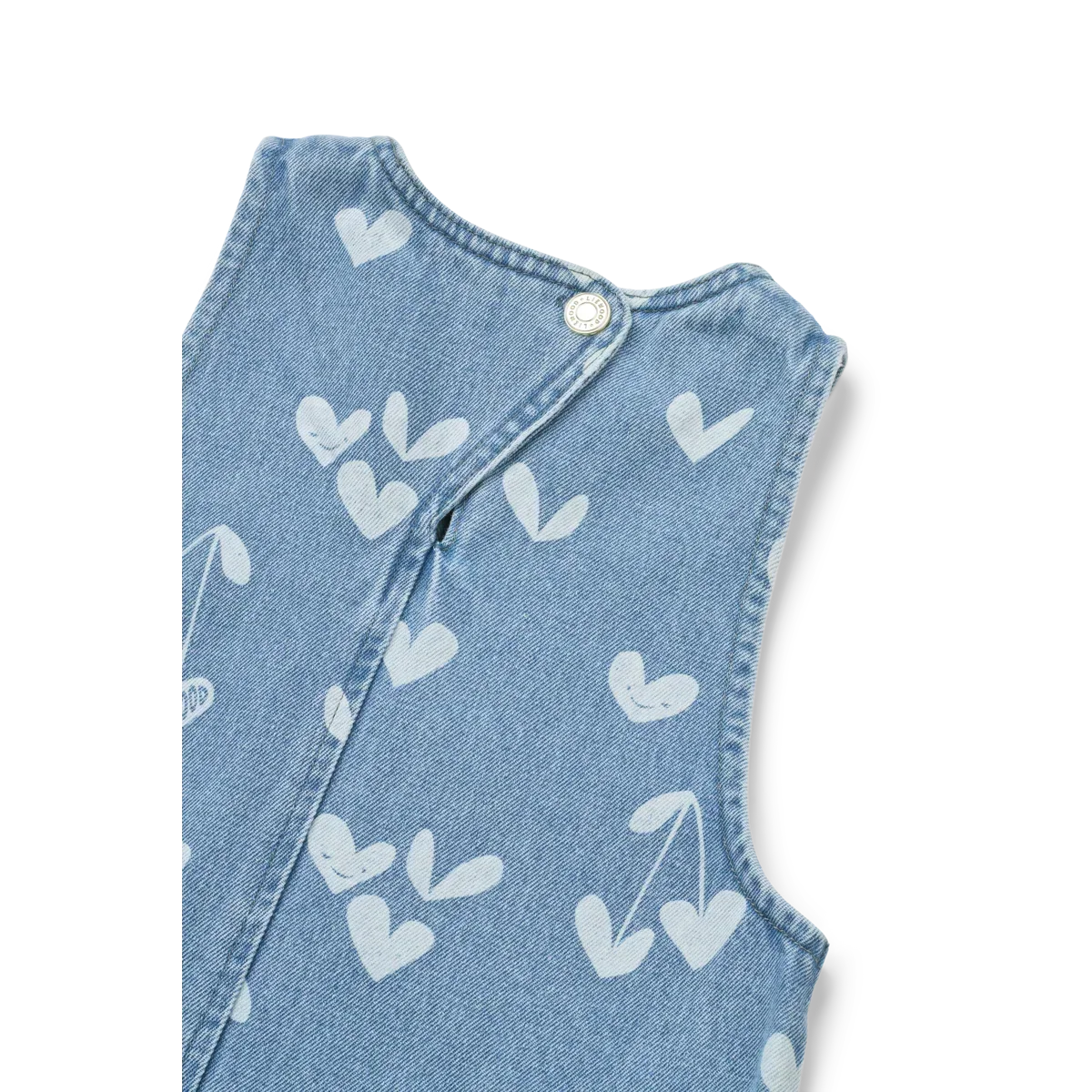 LIEWOOD Angelica Denim-Kleid mit Print und Rüschen "Sweethearts / light blue denim"