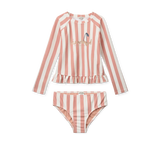 LIEWOOD Kinder Langarm Badeanzug Dagny "Coral blush / creme de la creme stripe"