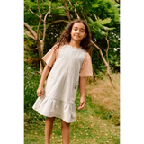 LIEWOOD Angelica Denim-Kleid mit Print und Rüschen "Classic navy / Creme de la creme"