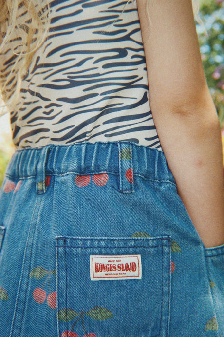 Konges Sløjd Rock Magot "Ma Grande Cerise"  – Kinder Denim Rock aus Bio-Baumwolle