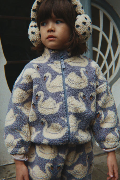 Konges Sløjd Jody Teddyjacke Swan – Kinder Outfit mit Teddyfleecejacke