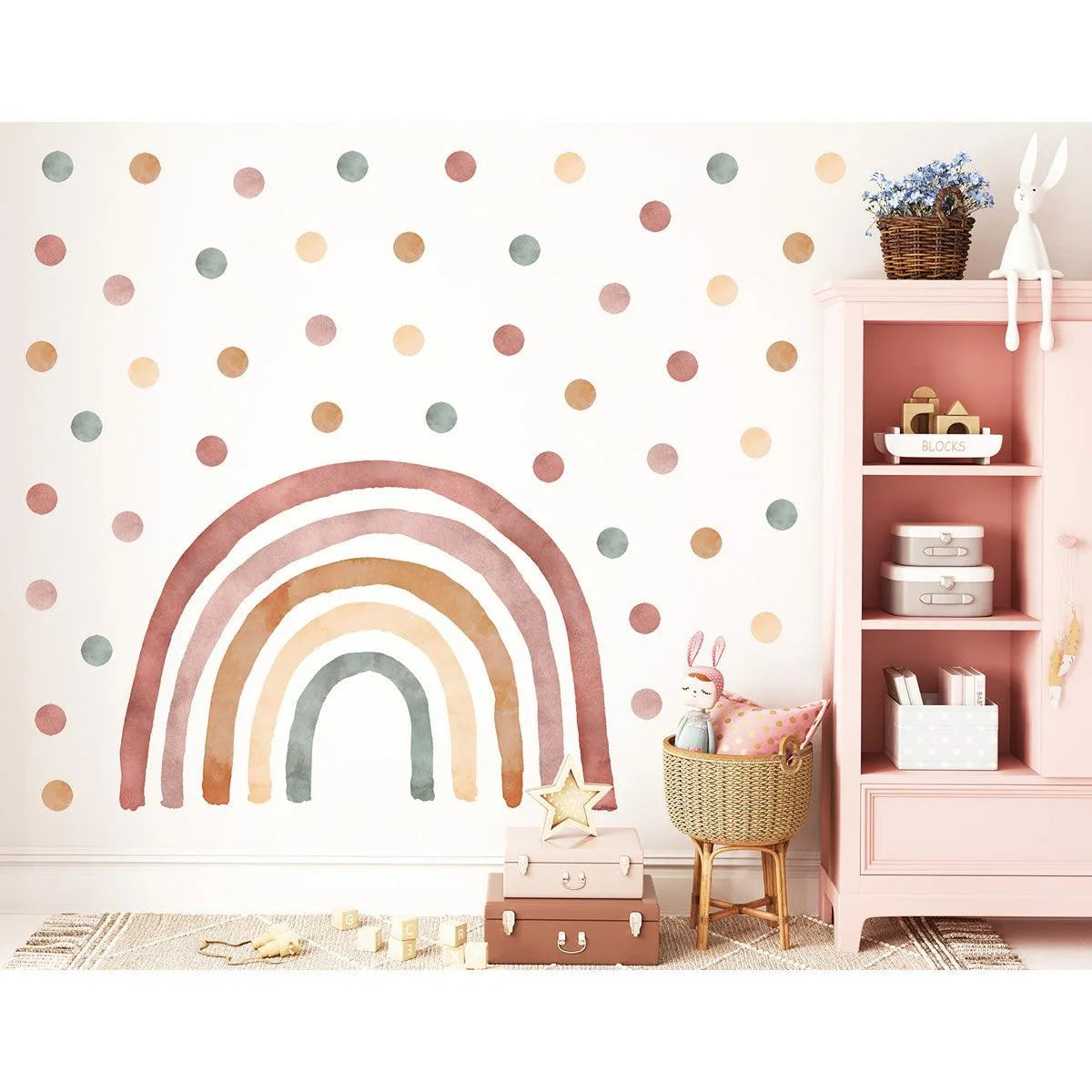 Wandtattoo Kinderzimmer - Boho Regenbogen mit Punkte - Nook' d' Mel - Kinder Concept Store