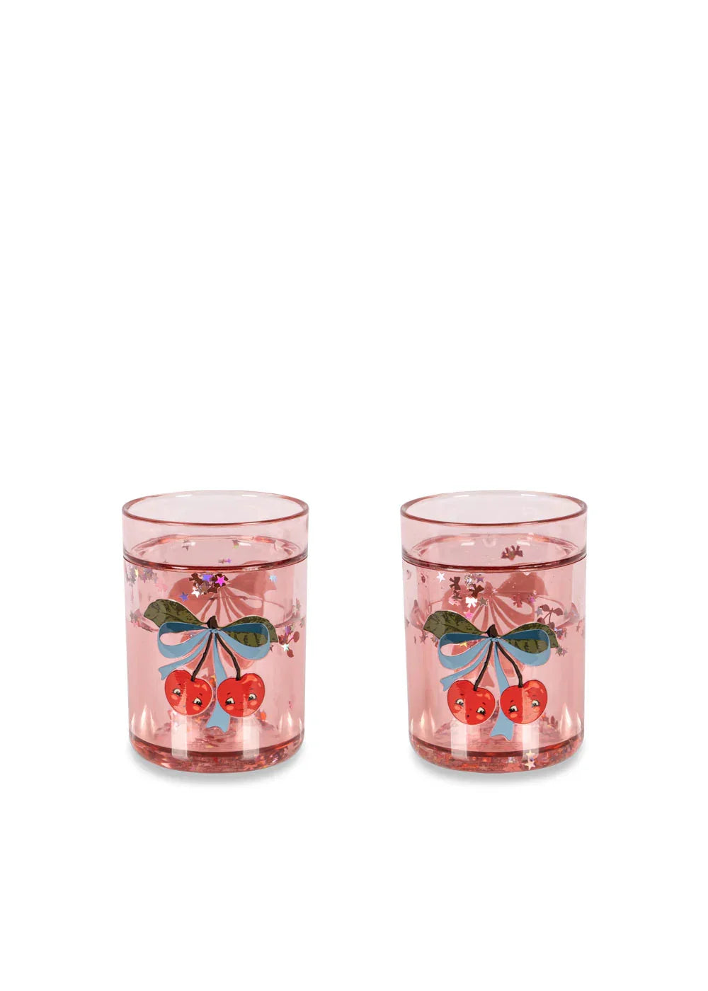 Konges Sløjd Glitzerbecher 2er Set "Cherry Bow" – Kinder Trinkbecher