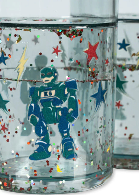Konges Sløjd Glitzerbecher 2er Set "Hero Robot" – Kinder Trinkbecher