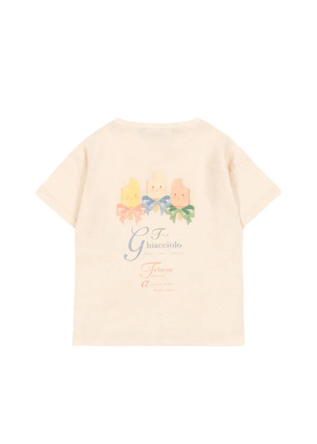 Konges Sløjd Era Kinder T-Shirt aus Bio-Baumwolle & Leinen "Ecru / Ghiacciolo"