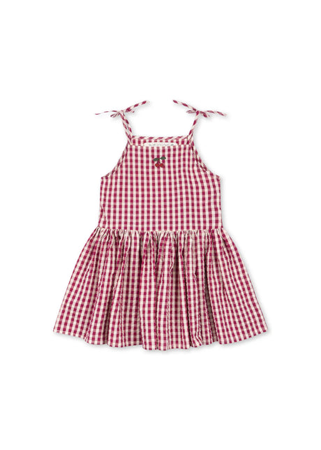 Konges Sløjd Kleid Isotta "Raspberry Check" – Kariertes Sommerkleid aus Bio-Baumwolle