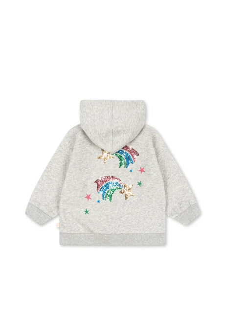Konges Sløjd Lou Pailletten-Sweatjacke Grey Melange – Detailansicht