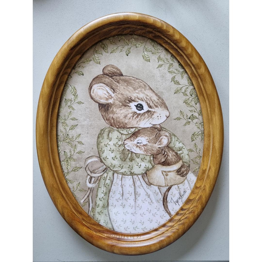 Kinderposter Mama Maus Junge mit ovaler Rahmen