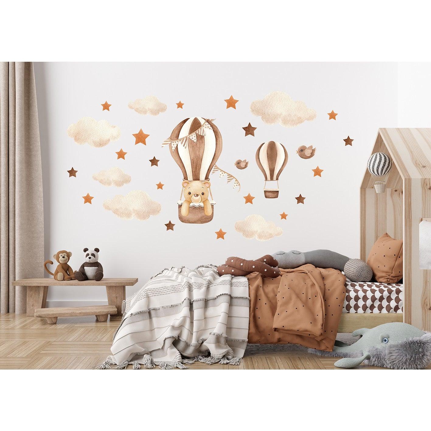Wandtattoo Kinderzimmer - Bär im Heißluftballon