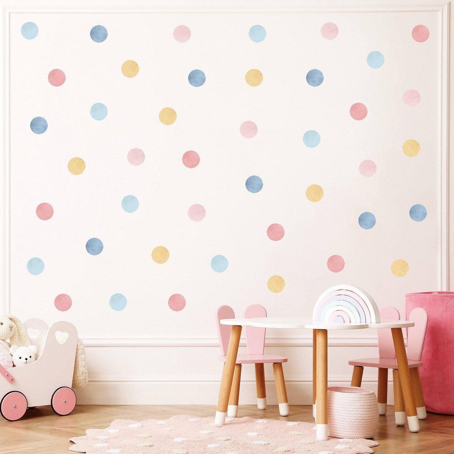 Wandtattoo Kinderzimmer - Punkte Pink / Blau 50 Stk