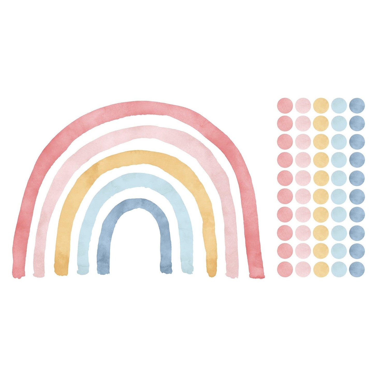 Wandtattoo Kinderzimmer - Regenbogen mit Punkte Pink / Blau