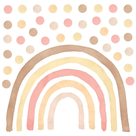 Wandtattoo Kinderzimmer - Regenbogen mit Punkte Pink / Braun