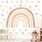 Wandtattoo Kinderzimmer - Regenbogen mit Punkte Pink / Braun