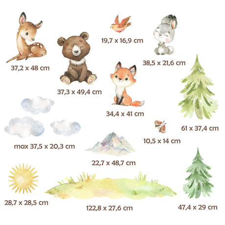 Wandtattoo Kinderzimmer - Waldtierbabys