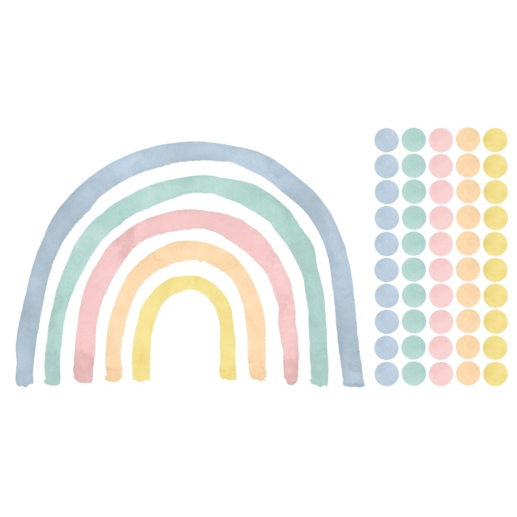 Wandtattoo Kinderzimmer - Regenbogen mit Punkte Pastell