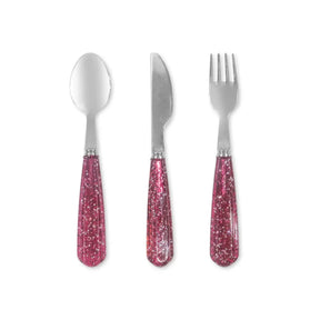 Konges Sløjd Glitzer-Kinderbesteck Sparkling Sangria – dreiteiliges Set